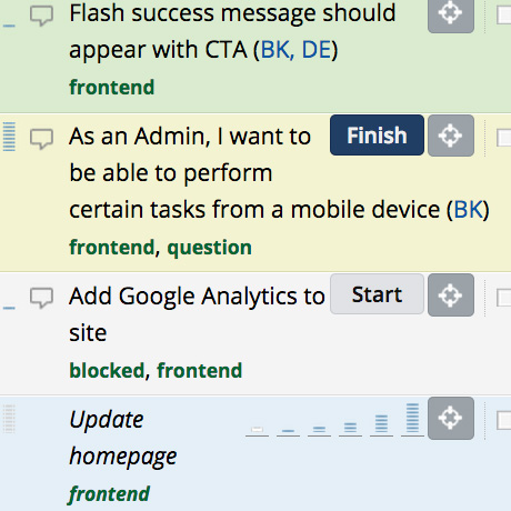 Pivotal Tracker backlog for David Kind